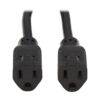 Tripp Lite series Extension Cord Y Splitter, Right-Angle NEMA 5-15P to 2x NEMA 5-15R - Heavy Duty, 15A, 120V, 14 AWG, 1 ft. (0.3 m), Black