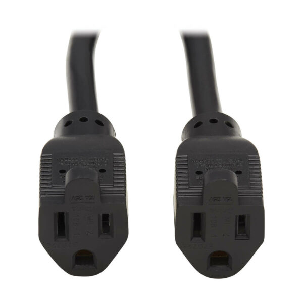 Tripp Lite series Extension Cord Y Splitter, Right-Angle NEMA 5-15P to 2x NEMA 5-15R - Heavy Duty, 15A, 120V, 14 AWG, 1 ft. (0.3 m), Black