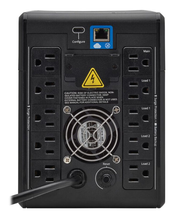 Tripp Lite 1.44kVA 1kW 120V Line-Interactive Cloud-Connected UPS - 10 5-15R Outlets (5 Surge-Only), LCD, 5-15P Plug, Tower - SMART1500LCDTXC