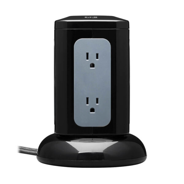 Tripp Lite series 6-Outlet Surge Protector Tower, 3x USB-A, 1x USB-C, 8 ft. Cord, 5-15P Plug, 1800 Joules, Black