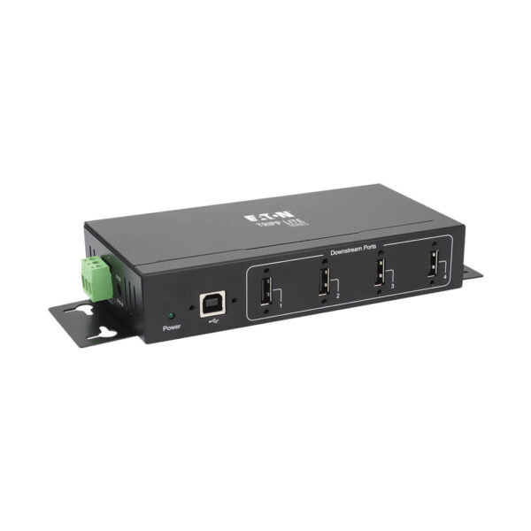 Tripp Lite series 4-Port Industrial-Grade USB 2.0 Hub - 15 kV ESD Immunity, Metal Housing, Wall/DIN Mountable