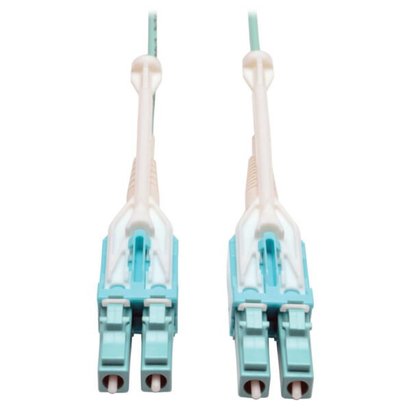 Tripp Lite series 10Gb/40Gb/100Gb Duplex Multimode 50/125 OM3 LSZH Fiber Patch Cable with Push/Pull Tab Connectors (LC/LC), Aqua, 3M (9.8 ft.)