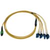 Tripp Lite series 400G Singlemode 9/125 OS2 Switchable Fiber Optic Cable (12F MTP/MPO-APC to 4x Duplex LC/UPC F/M), LSZH, Yellow, 1 m (3.3 ft.)