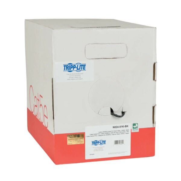 7e66fb01898386d24c486e8f1df0f6e1 Tripp Lite series Cat5e 350 MHz Solid Core Plenum-Rated (UTP) PVC Bulk Ethernet Cable - Black, 1000 ft. (304.8 m), TAA
