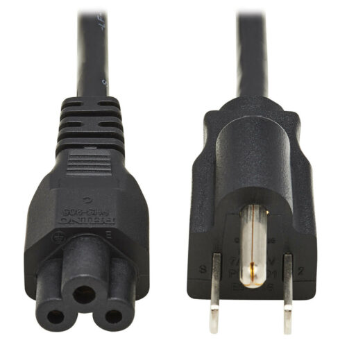 Tripp Lite series 3-Slot Power Cord, NEMA 5-15P to C5 - Laptop/Notebook, 7A, 125V, 18 AWG, 6 ft. (1.8 m), Black