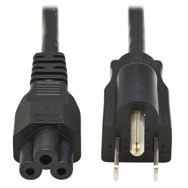 7e7eeb2d203842061b91c3ad3ec6a3a3 Tripp Lite series 3-Slot Power Cord, NEMA 5-15P to C5 - Laptop/Notebook, 7A, 125V, 18 AWG, 6 ft. (1.8 m), Black