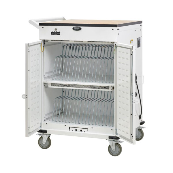 Tripp Lite Safe-IT 36-Device UV Charging Cart for Laptops and Chromebooks, 120V, 5-15P, 10 ft. Cord, Antimicrobial, White - CSC36VACUVC