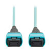 Tripp Lite series 100G Multimode 50/125 OM4 Fiber Optic Cable (12F MPO/MPO-PC F/F), Type-A Polarity, OFNP, Aqua, 2 m (6.6 ft.), TAA
