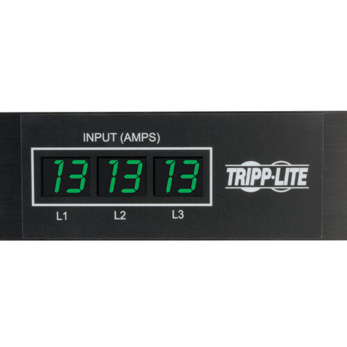 Tripp Lite series 3-Phase Local Metered PDU, 8.6 kW, 45 208V outlets (36 C13, 9 C19), 6 ft. (1.83 m) NEMA L21-30P Input connection, TAA Compliant