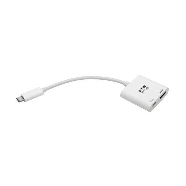 Tripp Lite series USB-C to HDMI Adapter (M/F) - 4K 60 Hz, 60W PD Charging, HDCP 2.2, White