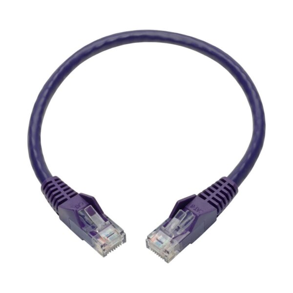 Tripp Lite series Cat6 Gigabit Snagless Molded (UTP) Ethernet Cable (RJ45 M/M), PoE, Purple, 1 ft. (0.31 m)