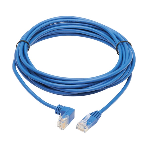 Tripp Lite series Down-Angle Cat6 Gigabit Molded Slim UTP Ethernet Cable (RJ45 Right-Angle Down M to RJ45 M), Blue, 20 ft. (6.09 m)