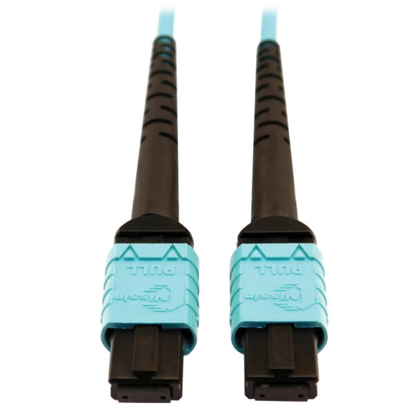 7f8e365f286dc02ac3139de24fea0612 Tripp Lite series 400G Multimode 50/125 OM4 Plenum-Rated Fiber Optic Cable, 24F MTP/MPO-PC (F/F), Aqua, 10 m