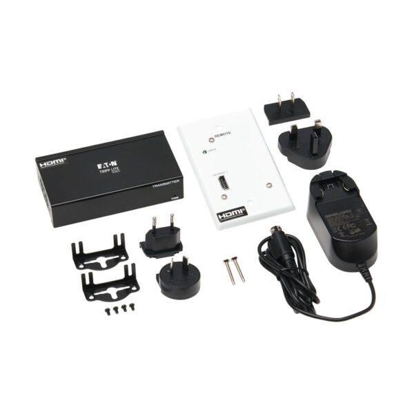 804cd91d048fae5effadb42c71e38b53 Tripp Lite DisplayPort to HDMI over Cat6 Extender Kit, Box Transmitter/Wall Plate Receiver, 4K 60 Hz, PoC, HDCP 2.2, 230 ft., TAA - B127A-1A1-BDFH