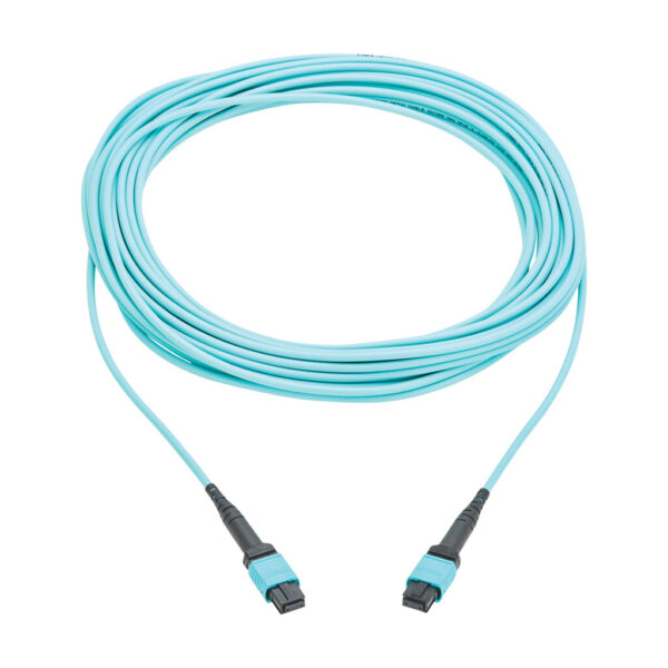 8073fb8dccd7915cf8f89abf0da9fc65 Tripp Lite series 100G Multimode 50/125 OM4 Fiber Optic Cable (12F MPO/MPO-PC F/F), Type-A Polarity, OFNP, Aqua, 10 m (32.8 ft.), TAA