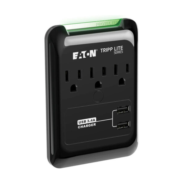 810efa892ebb2e4ffd189b5f44919789 Tripp Lite series Protect It! 3-Outlet Surge Protector, Direct Plug-In, 540 Joules, 3.4 A USB Charger, Diagnostic LED