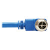 Tripp Lite series M12 X-Code Cat6 1G UTP CMR-LP Ethernet Cable (Right-Angle M/M), IP68, PoE, Blue, 1 m (3.3 ft.), TAA