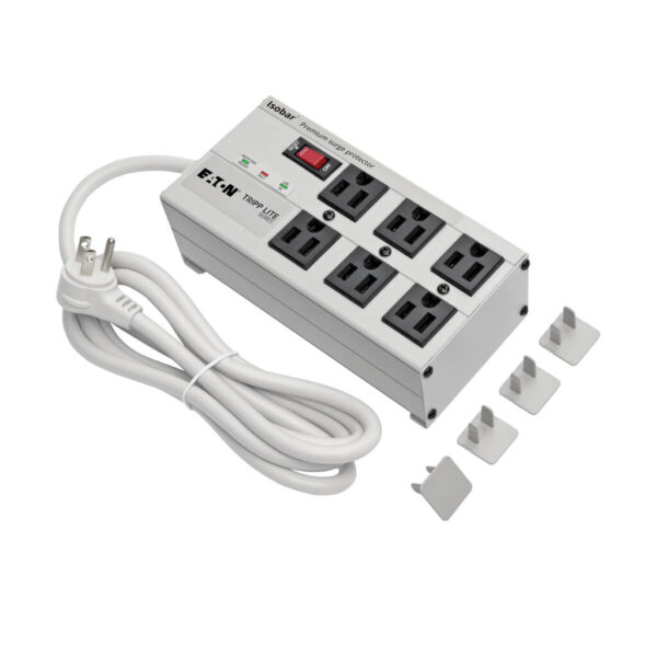 Tripp Lite series Isobar 6-Outlet Surge Protector, 6 ft. Cord with Right-Angle Plug, 3330 Joules, Diagnostic LEDs, Metal Housing
