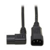 Tripp Lite series Power Extension Cord, Right-Angle C13 to C14 PDU Style - 10A, 250V, 18 AWG, 2 ft. (0.61 m), Black