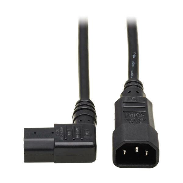 Tripp Lite series Power Extension Cord, Right-Angle C13 to C14 PDU Style - 10A, 250V, 18 AWG, 2 ft. (0.61 m), Black