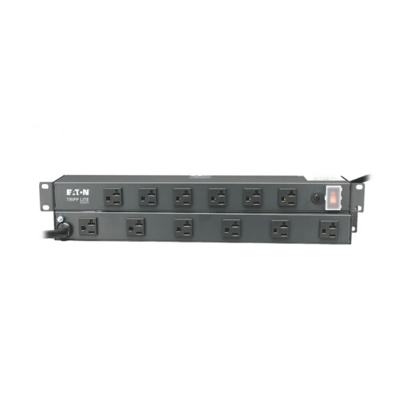 Tripp Lite series 1U Rack-Mount Power Strip, 120V, 20A, 5-20P, 12 Outlets (6 Front-Facing, 6-Rear-Facing) 15 ft. (4.57 m) Cord