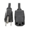 Tripp Lite series Desktop Computer AC Power Cable, NEMA 5-15P to C13 - 10A, 125V, 18 AWG, 15 ft. (4.57 m), Black