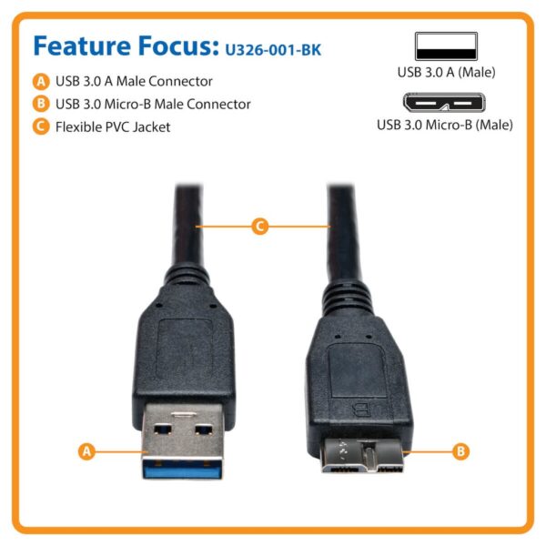82d3460601064aaedfea35dec0433d1e Tripp Lite series USB 3.0 SuperSpeed Device Cable (A to Micro-B M/M) Black, 1 ft. (0.31 m)