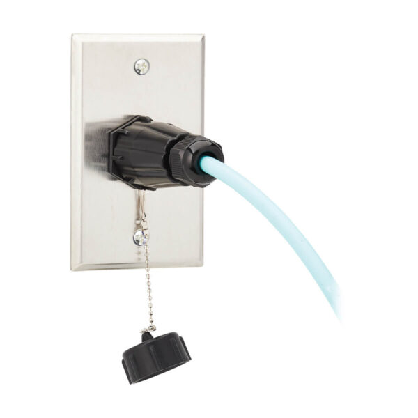 Tripp Lite series Rigid Industrial IP68 Duplex Multimode Fiber Coupler (LC/LC) with Dust Cap, 10G Ethernet, TAA