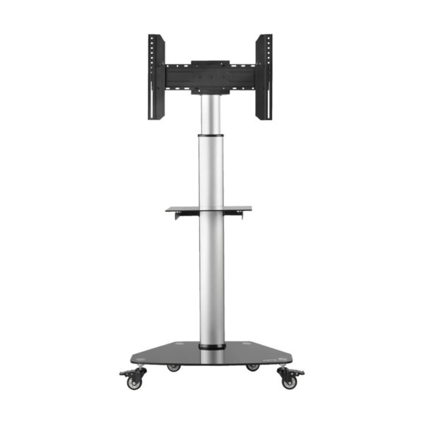 8383e544716b9b88922e4f89a11f16e5 Tripp Lite series Premier Rolling TV Cart for 37” to 70” Displays, Black Glass Base and Shelf, Locking Casters