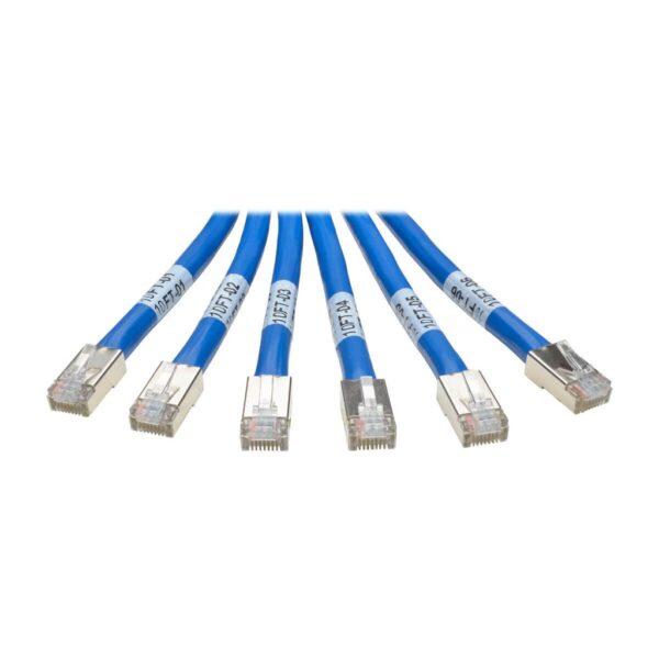 Tripp Lite series Cat6a 10G Pre-Terminated Copper Trunk Assembly (6x RJ45 M/M), Blue, 10 ft. (3.05 m)