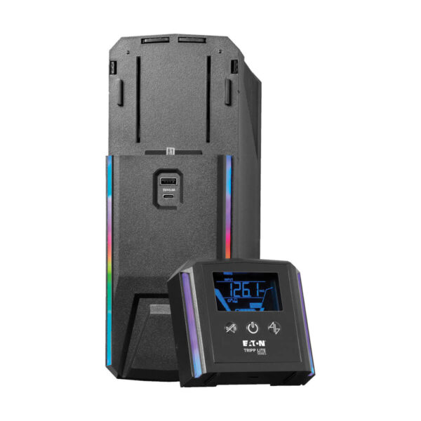 Tripp Lite series 600VA 360W 120V Pure Sine Wave Gaming UPS Battery Backup - LCD, AVR, RGB LEDs, USB Charging, Tower
