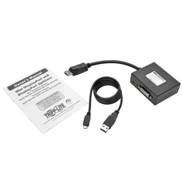 Tripp Lite series 2-Port DisplayPort to DVI Hub, DP1.2, TAA