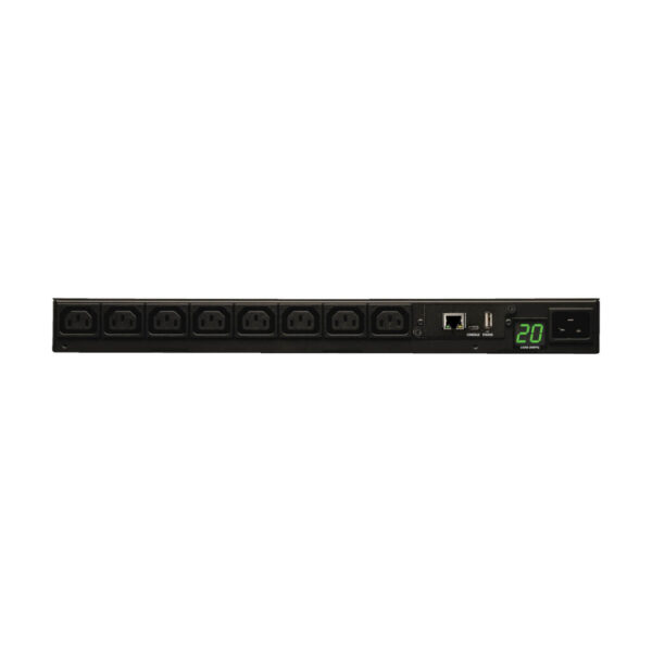 Eaton 3.7kW Single-Phase 208/230V Monitored PDU - LX Platform, 8 C13 Outlets, C20 Input with L6-20P Adapter, 2.4m Cord, 1U Rack-Mount, TAA