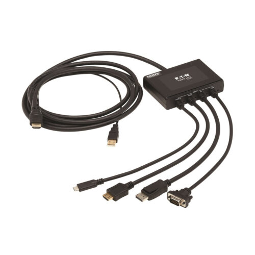 Tripp Lite series 4-Port Presentation Adapter, 4K 60 Hz (4:4:4) HDMI, DP, USB-C and 1080p VGA to HDMI, Built-In Cables, TAA
