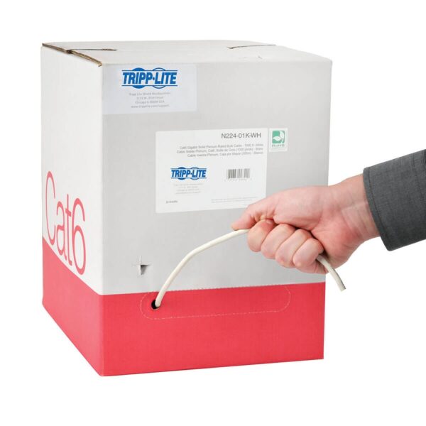Tripp Lite series Cat6 Gigabit Solid Core Plenum-Rated UTP CMP PVC Bulk Ethernet Cable, White, 1000 ft. (304.8 m), TAA