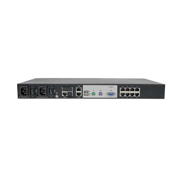 85318ddeba8740c4dd08e5dec92a9d37 Tripp Lite series 8-Port Cat5 KVM over IP Switch with Virtual Media - 1 Local & 1 Remote User, 1U Rack-Mount, TAA
