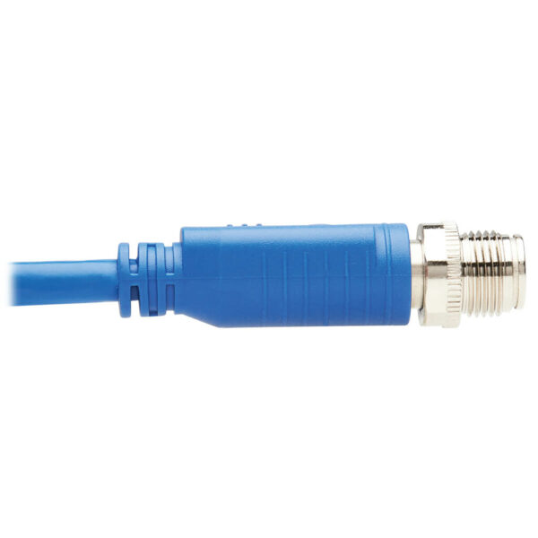 864461a7c542fd791950d330fd9e85dd-4 Tripp Lite series M12 X-Code Cat6 1G UTP CMR-LP Ethernet Cable (M12 M/RJ45 M), IP68, PoE, Blue, 5 m (16.4 ft.), TAA