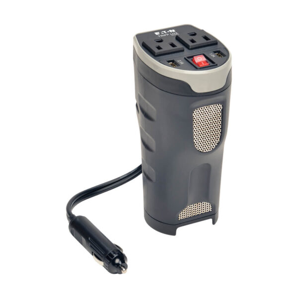 866a37bbecd119da1634e7f8780895b9 Tripp Lite series 200W PowerVerter Ultra-Compact Car Inverter with 2 Outlets and 2 USB Charging Ports, Cup Holder Design