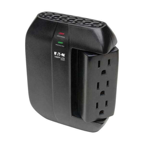 866b36732a7af74202a485eed7d03262 Tripp Lite series Protect It! Surge Protector with 3 Rotatable Outlets, 3 Stationary, side facing Outlets, Direct-Plug In, 1200 Joules
