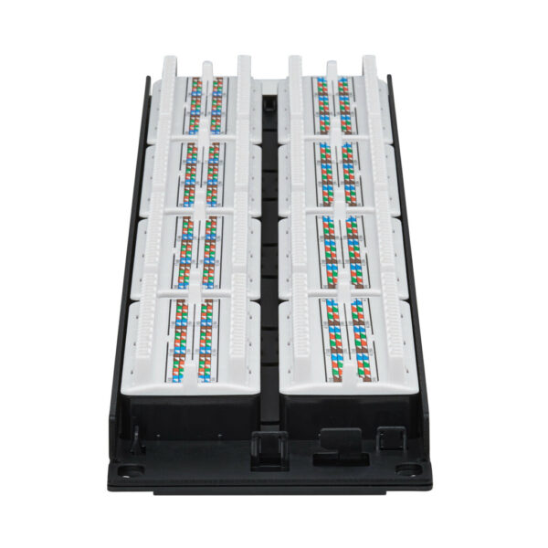 Tripp Lite series 48-Port Cat6 Patch Panel - 4PPoE Compliant, 110/Krone, 568A/B, RJ45 Ethernet, 2U Rack-Mount, Black, TAA