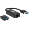 Tripp Lite series USB-C, USB-A to RJ45 Gigabit Ethernet Network Adapter (2xM/F), USB 3.2 Gen 1, Black