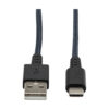 Tripp Lite series Heavy-Duty USB-A to USB-C Cable, USB 2.0, UHMWPE and Aramid Fibers, (M/M), Gray, 10 ft. (3.05 m)