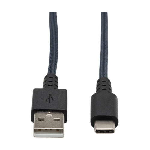 Tripp Lite series Heavy-Duty USB-A to USB-C Cable, USB 2.0, UHMWPE and Aramid Fibers, (M/M), Gray, 10 ft. (3.05 m)