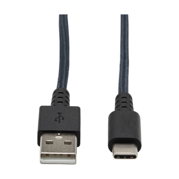 Tripp Lite series Heavy-Duty USB-A to USB-C Cable, USB 2.0, UHMWPE and Aramid Fibers, (M/M), Gray, 10 ft. (3.05 m)