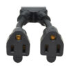 87e64ca12ee1cd796cd0de04fd32dffa Tripp Lite series Extension Cord Y Splitter, NEMA 5-15P to 2x NEMA 5-15R - 13A, 125V, 16 AWG, 1 ft. (0.3 m), Black
