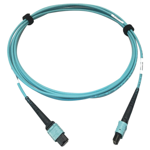 8819172caa0b22cc466e68c044476d29 Tripp Lite series 400G Multimode 50/125 OM4 Plenum-Rated Fiber Optic Cable, 24F MTP/MPO-PC (F/F), Aqua, 3 m