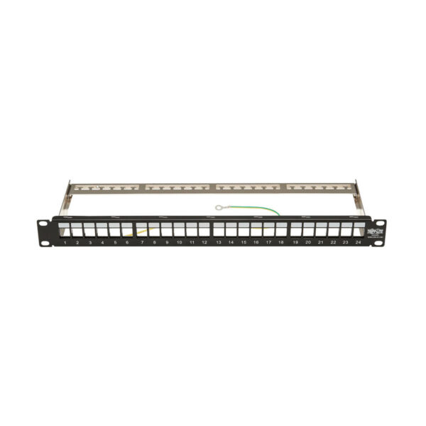 Tripp Lite series 24-Port 1U Rack-Mount Shielded Blank Keystone/Multimedia Patch Panel, RJ45 Ethernet, USB, HDMI, Cat5e/6