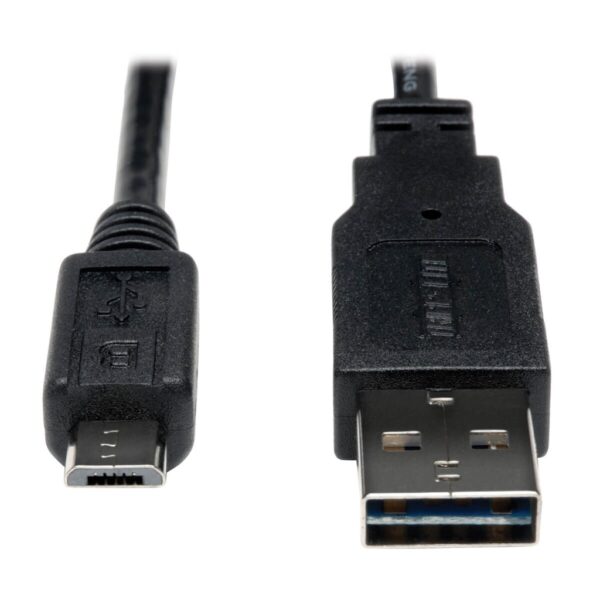 89718e4f8efeb1b5502eee4241186e00 Tripp Lite series Universal Reversible USB 2.0 Cable, 28/24AWG (Reversible A to 5Pin Micro B M/M), 1 ft. (0.31 m)