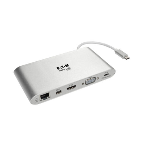 Tripp Lite series USB-C Dock, Dual Display - 4K HDMI/mDP, VGA, USB 3.x (5Gbps), USB-A/C Hub, GbE, Memory Card, 100W PD Charging