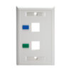 Tripp Lite series 2-Port Keystone Faceplate, Single Gang, ID Labels, White, TAA